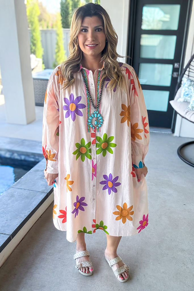 Blushing Petal Maxi Beach Cover Up/Dress - 100% Cotton