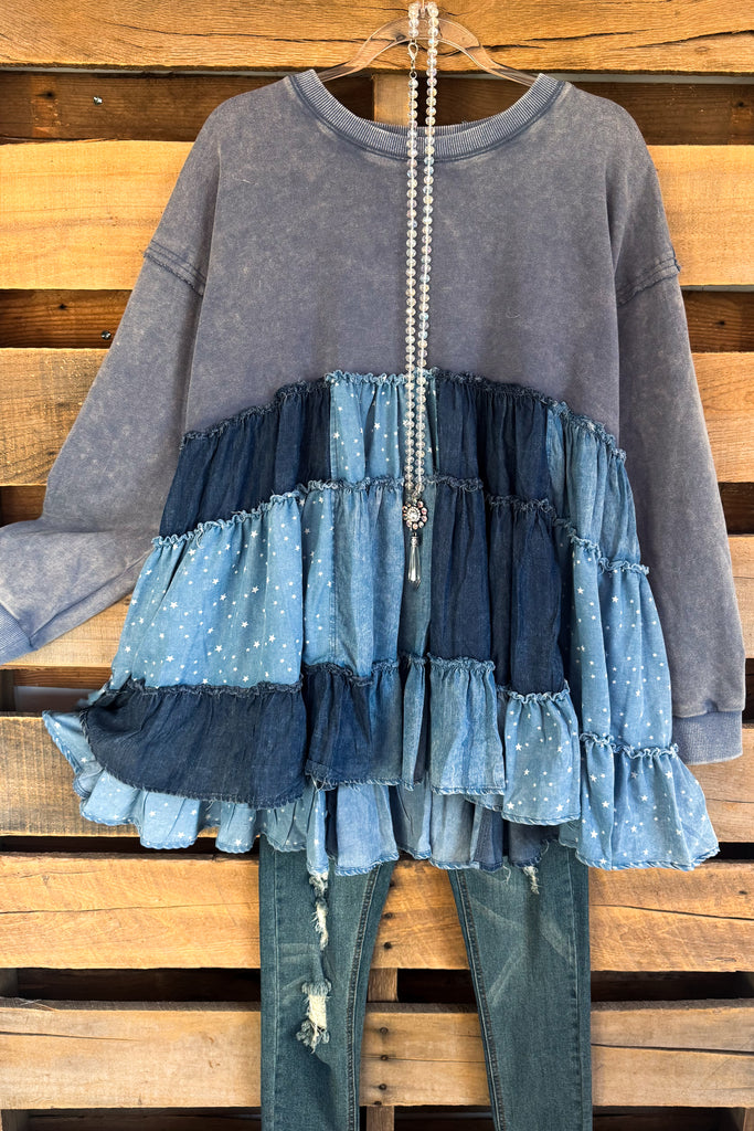 Flatter Me Fit Oversized Sweater - 100% Cotton - Blue