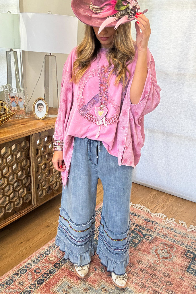 Peace, Love & Harmony Tunic - 100% Cotton - Rose