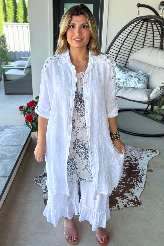 Making Dreams 100% Linen Dress - Made In Italy - White