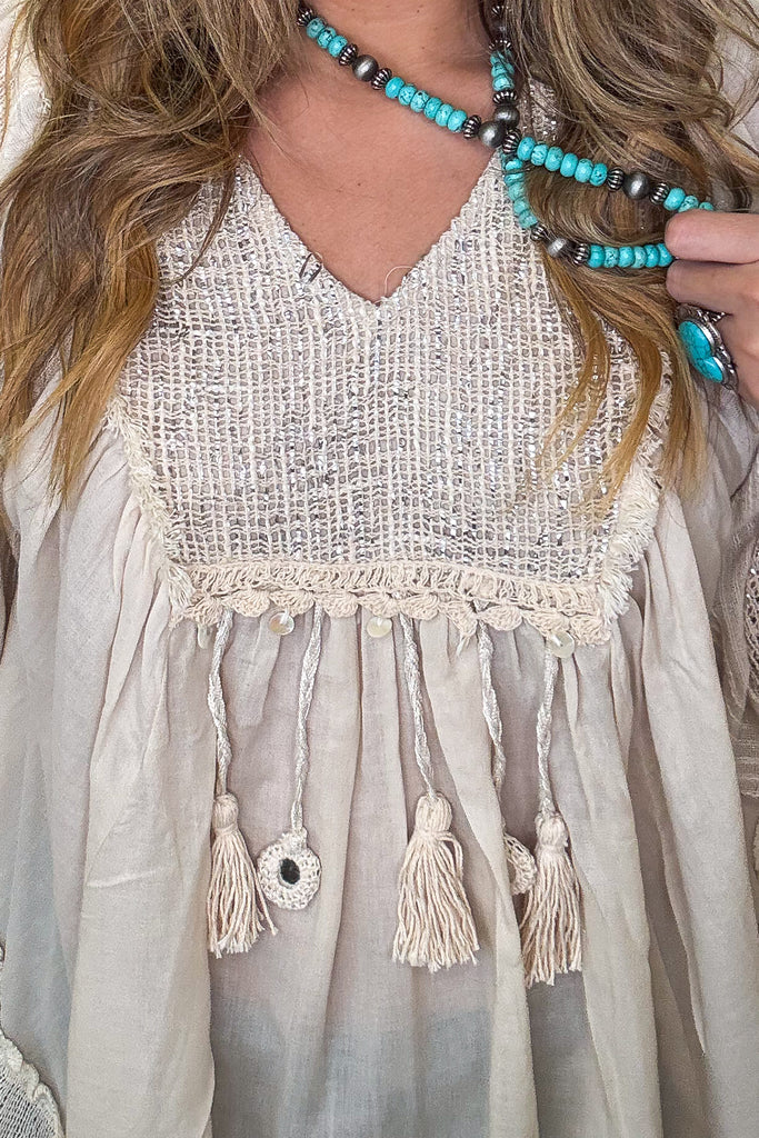 Sweet Honey Bell Top - 100% Cotton - Natural