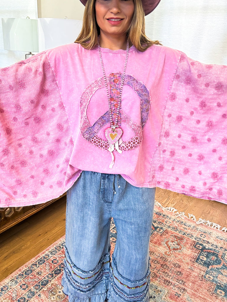 Peace, Love & Harmony Tunic - 100% Cotton - Rose