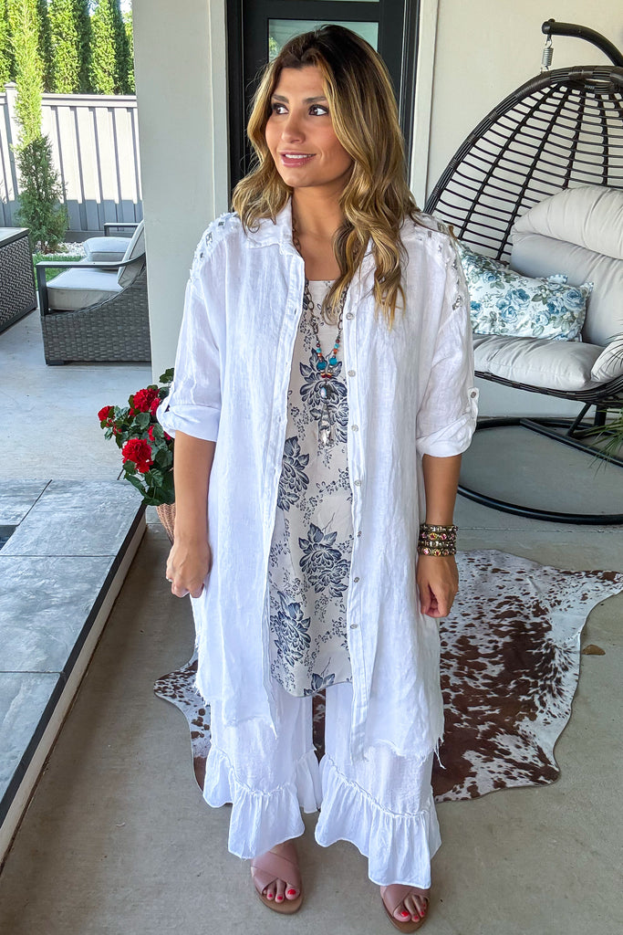 Making Dreams 100% Linen Dress - Made In Italy - White