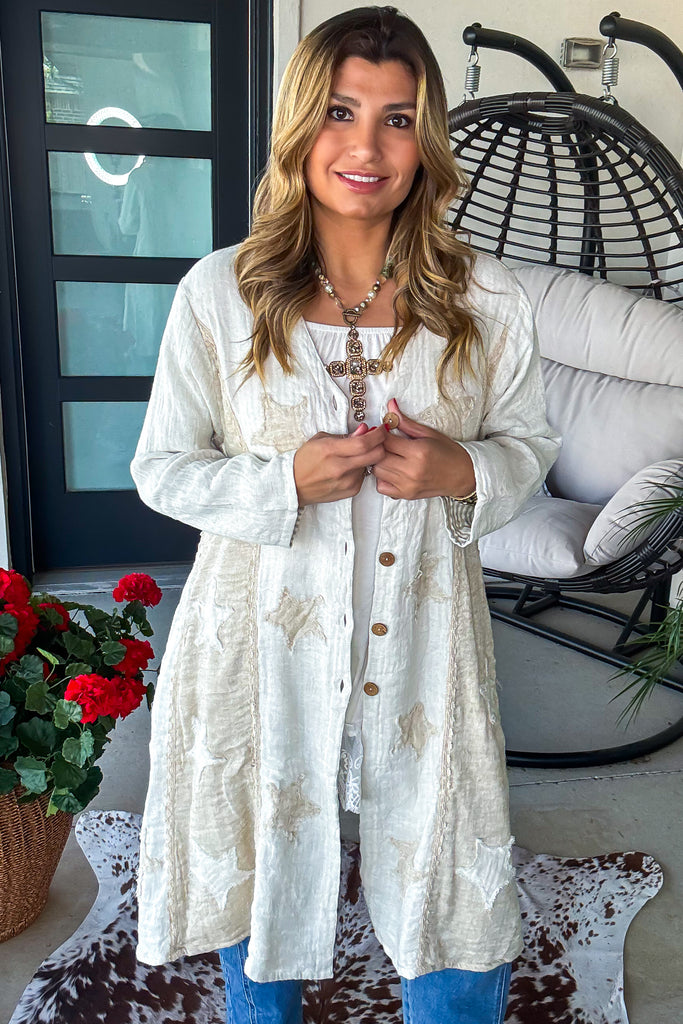 Relaxed Linen Button Up Cardigan - 100% Linen
