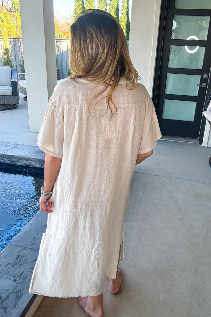 Impressively Attractive Oversized Dress - Made In Italy - 100% Linen