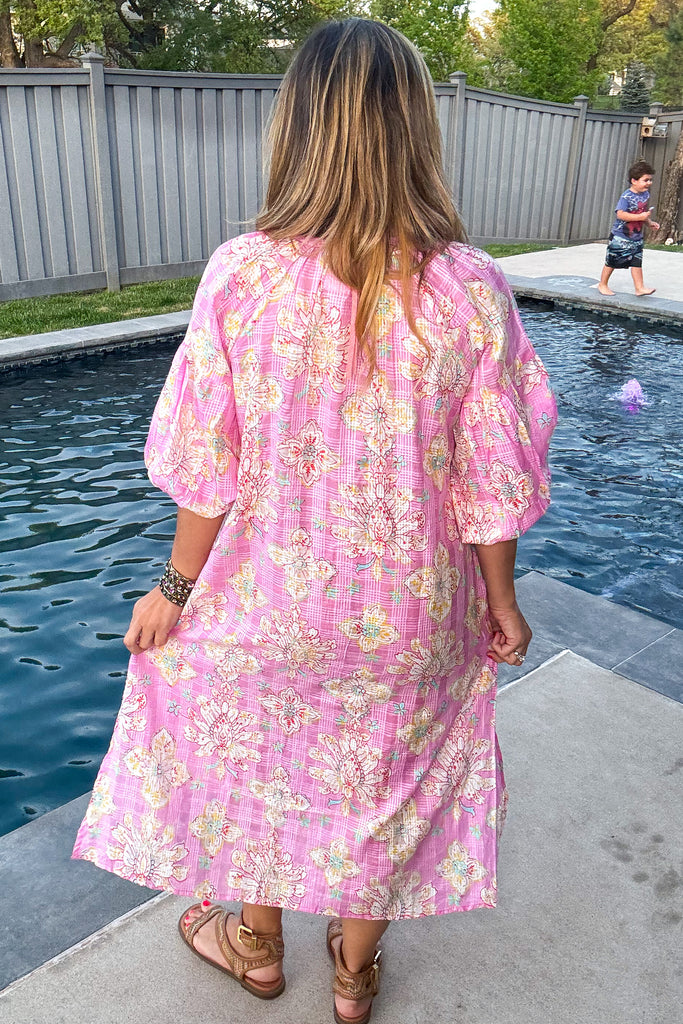 Blushing Daydreams Maxi Dress - 100% Cotton - Pink