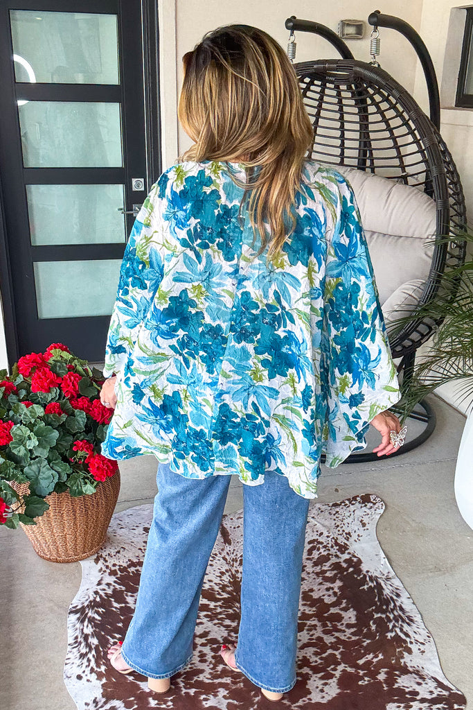 Blossom Jubilee Oversized Tunic - Blue