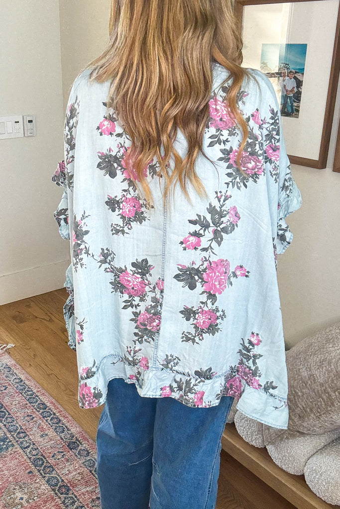 Bloom In Motion Cardigan - Lt. Denim