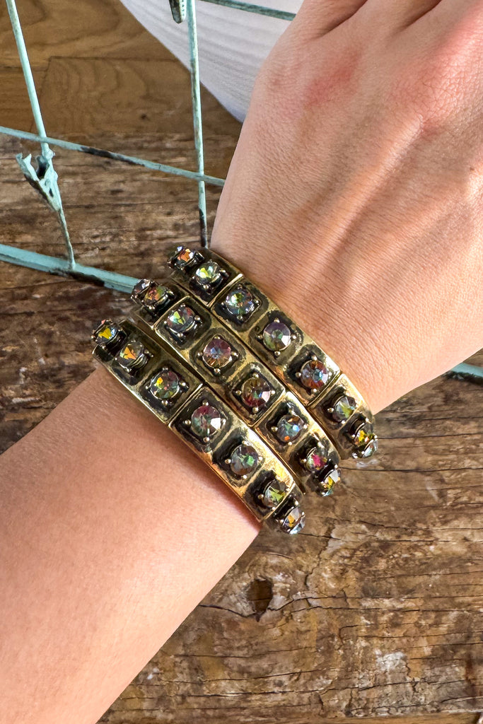 Midnight Ember Stretch Bracelet - Gold