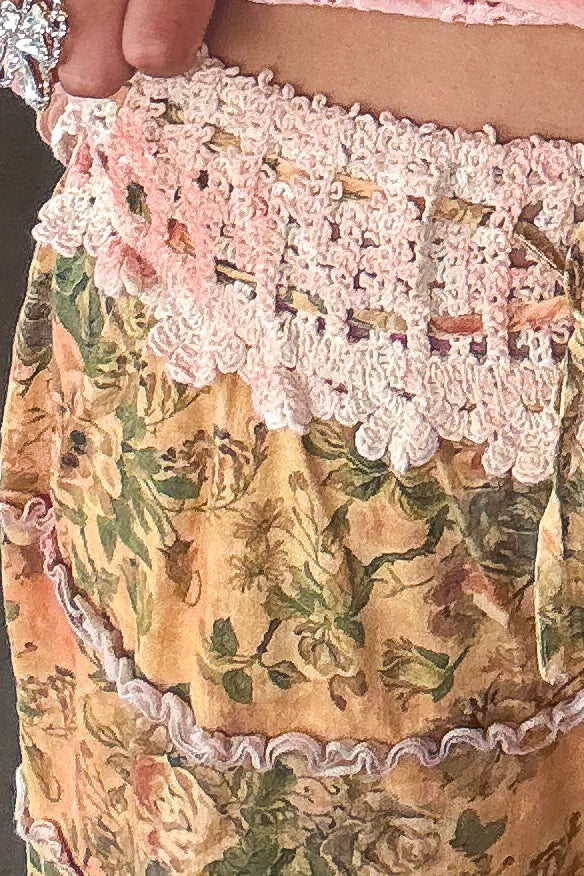 PRE ORDER: Boho Floral Lace Pants Elastic Waist - 100% Cotton - RESTOCK