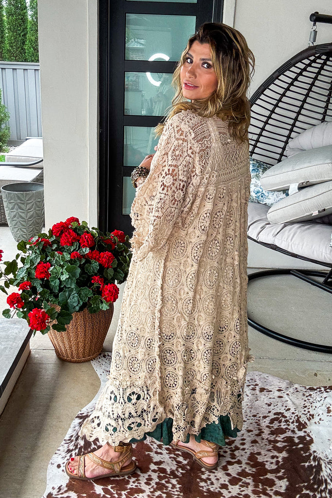 PRE ORDER: Whispering Lace Crochet Duster - 100% COTTON - MADE IN USA