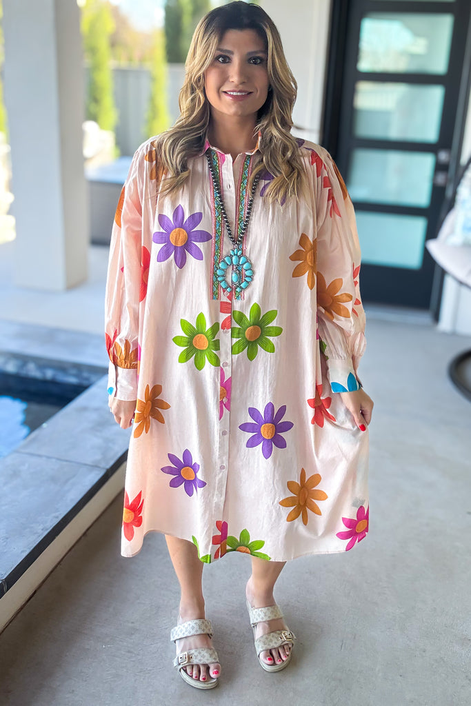 Blushing Petal Maxi Beach Cover Up/Dress - 100% Cotton