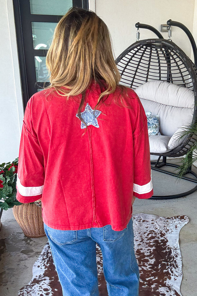 Homegrown Freedom Oversized Top - 100% Cotton - Red