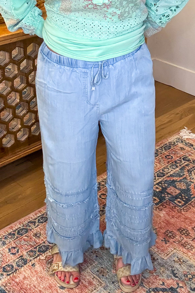 Ruffle Bottom Jeans - Lt. Denim