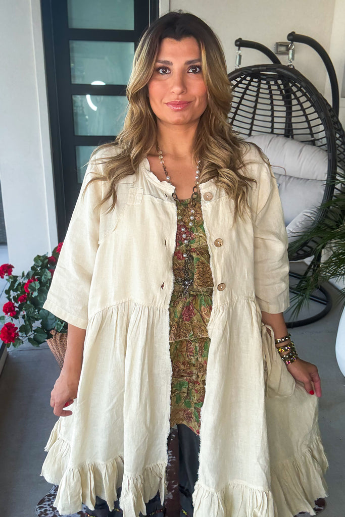 Relaxed Rhythm Duster/Dress - Natural - Cotton Linen Blend