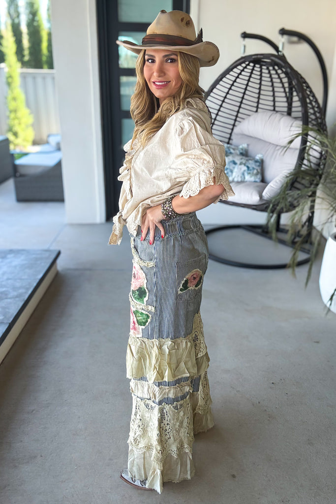 Painted Rose Patchwork Boho Pants