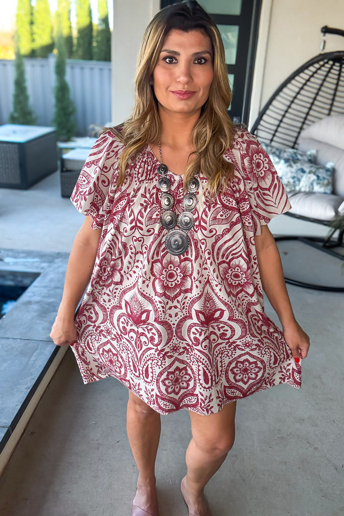 Floral Gauze Oversized Dress - 100% Cotton - Driftwood - Made in Italy