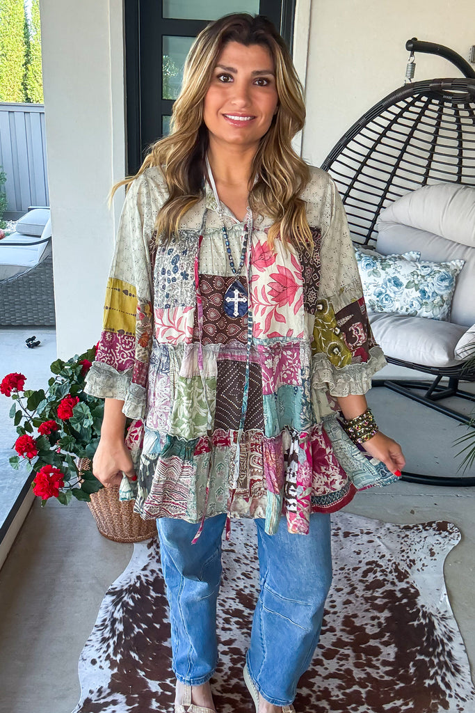Modern Elegance Tunic - 100% Cotton - Sage