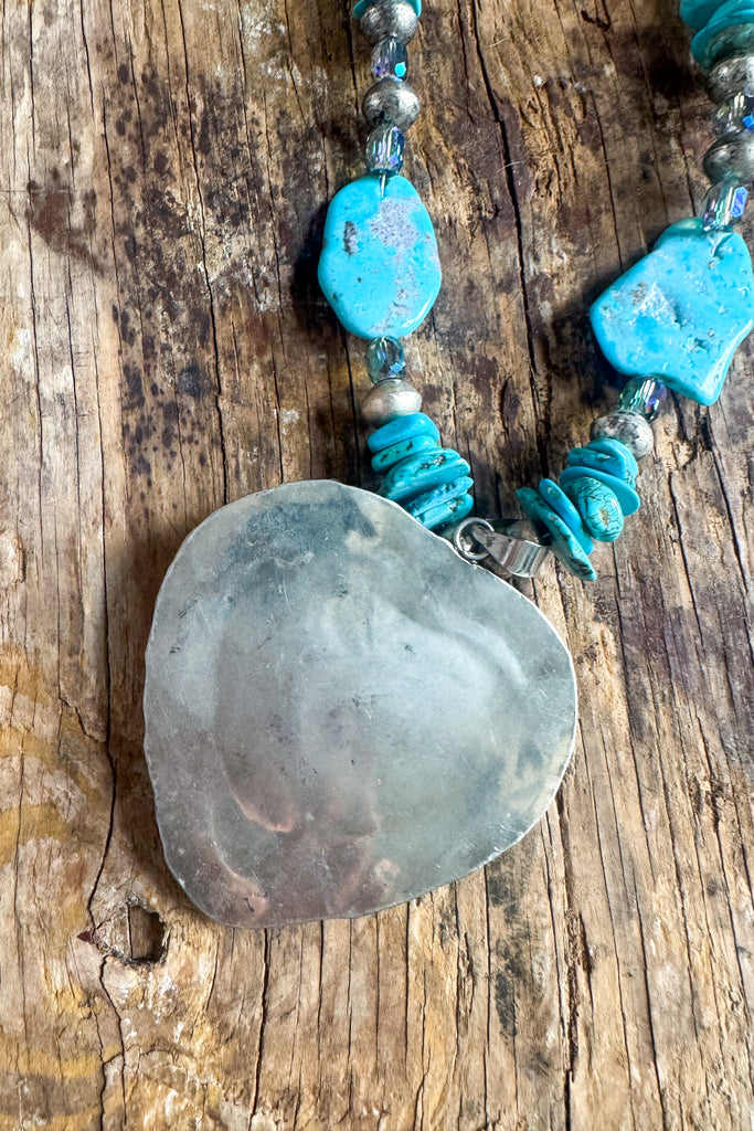 Desert Soul Turquoise Statement Necklace - Silver Plated Overlay - RARE TURQUOISE FROM KINGMAN ARIZONA