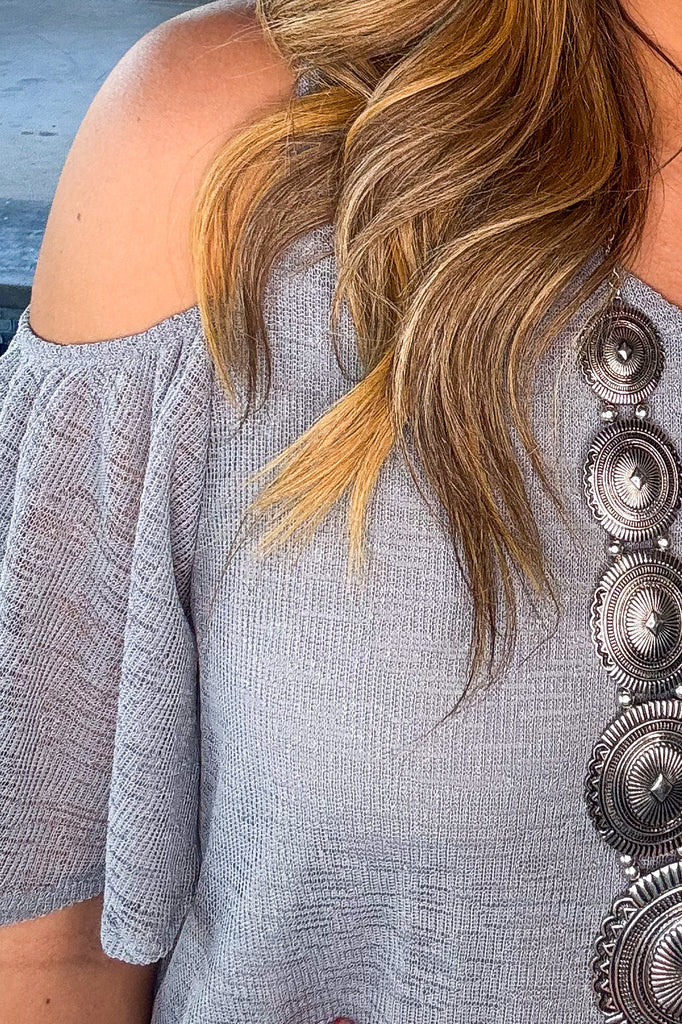 All The Above Cold Shoulder Dress - Gray