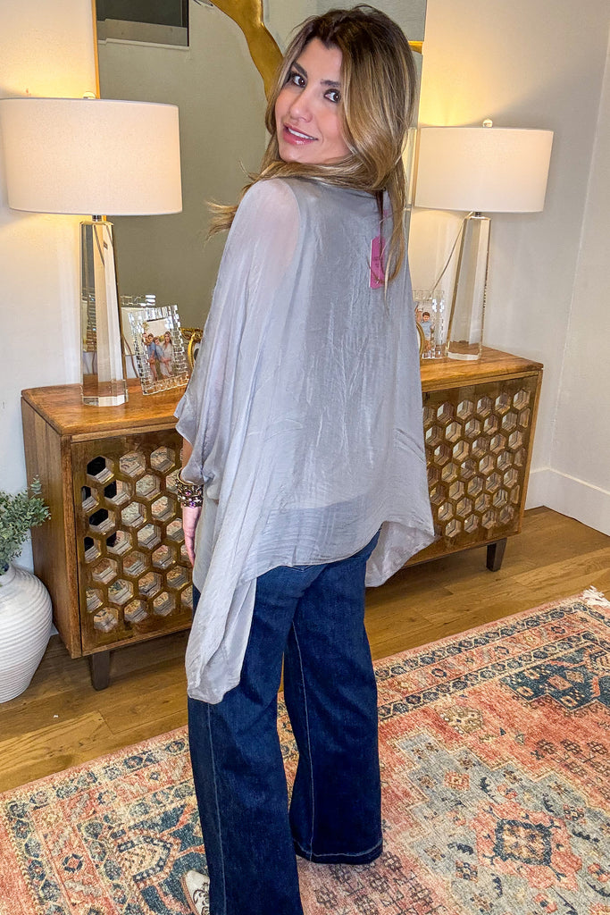 Oyster Silk Blend Stretch Top – Made in Italy