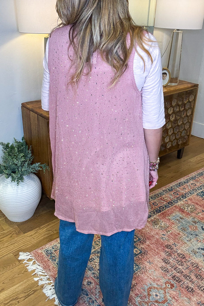 Rhinestones Vest - Dusty Rose