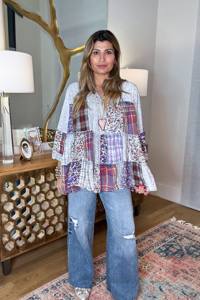 A Day With Friends Oversized Loose Fit Blouse - Gray