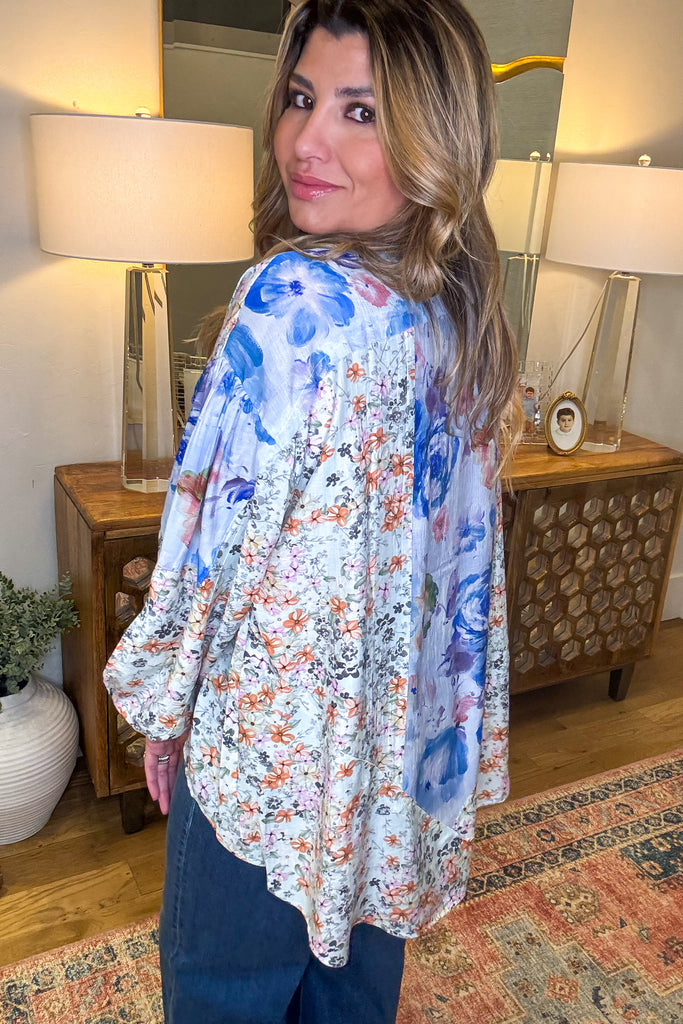 Wildflower Walks Oversized Blouse - Blue