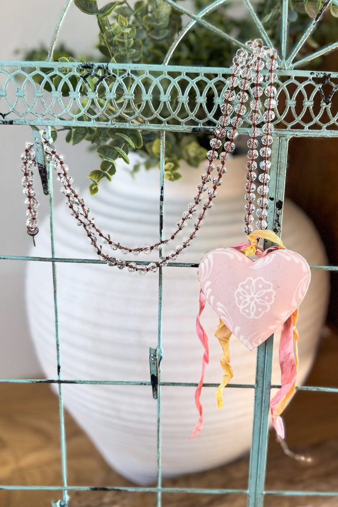 Vintage Blush Crystal Heart Necklace