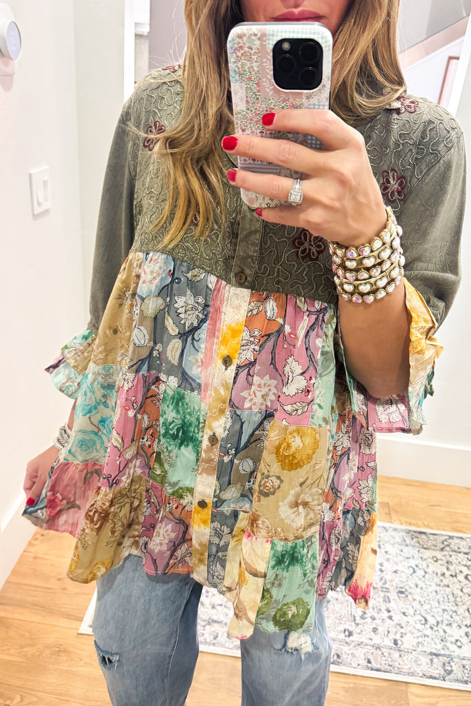 Getaway Garden Blouse - Gravel .