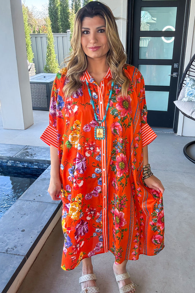 Wander Light Maxi Beach Cover Up/Dress - 100% Cotton - Orange