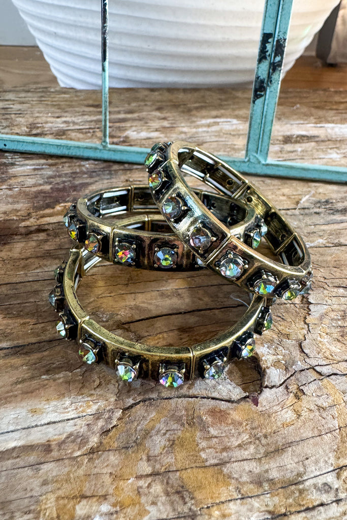 Midnight Ember Stretch Bracelet - Gold