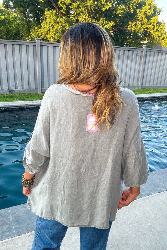 Leading The Way Top - 100% Linen - Made in Italy