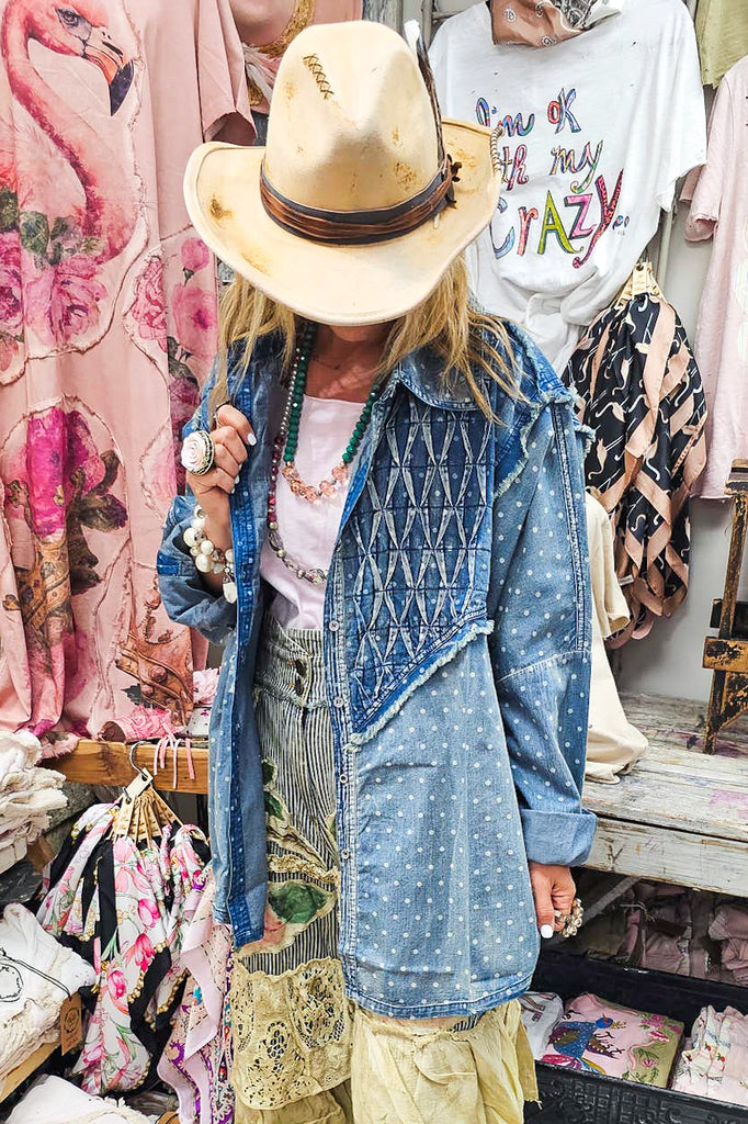 Starlight Patchwork Denim Shirt - 100% Cotton