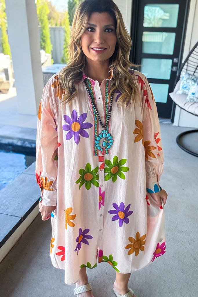 Blushing Petal Maxi Beach Cover Up/Dress - 100% Cotton