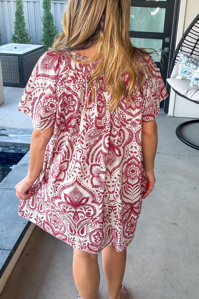 Floral Gauze Oversized Dress - 100% Cotton - Driftwood - Made in Italy