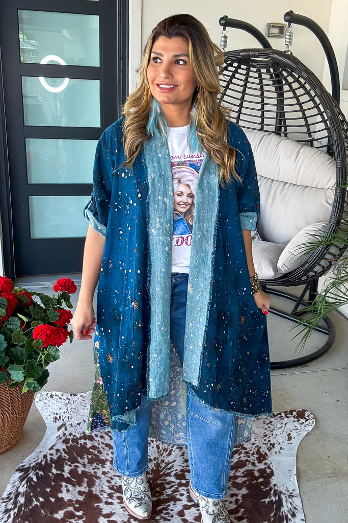 PRE ORDER: Midnight Moonflower Goddess Duster - 100% Cotton