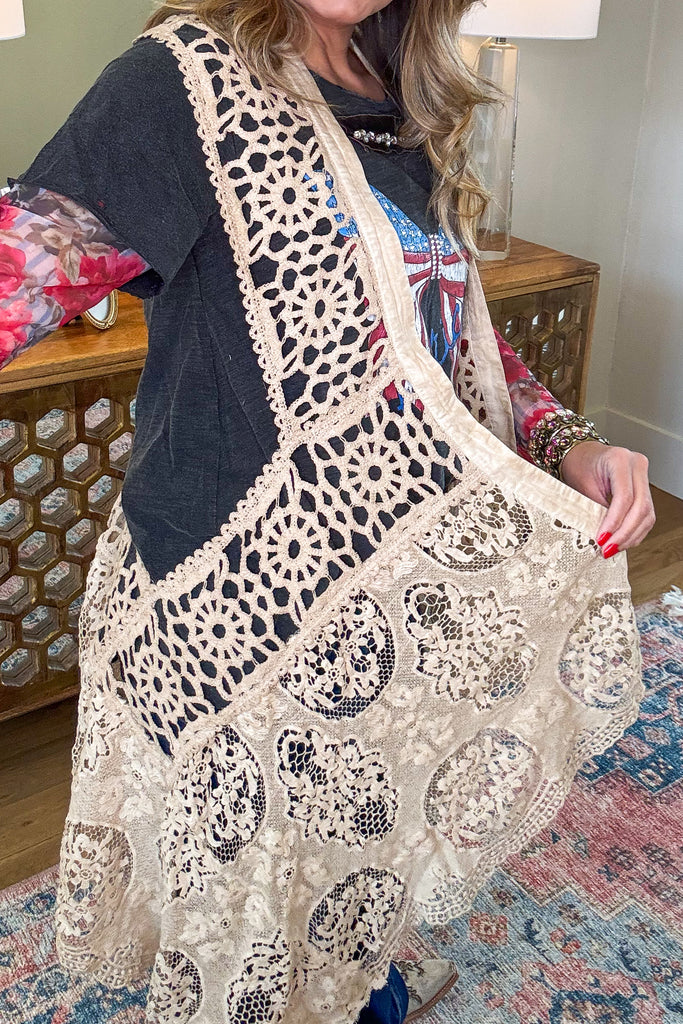 Vintage Lace Boho Duster ā High Low 100% Cotton Lace Duster