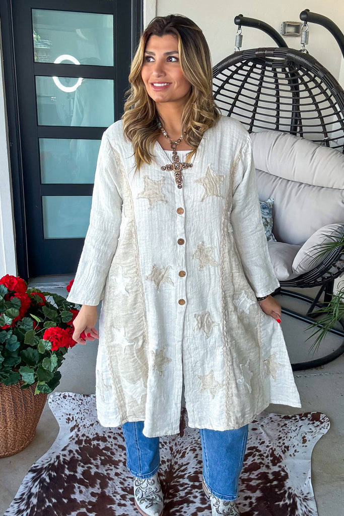 Relaxed Linen Button Up Cardigan - 100% Linen