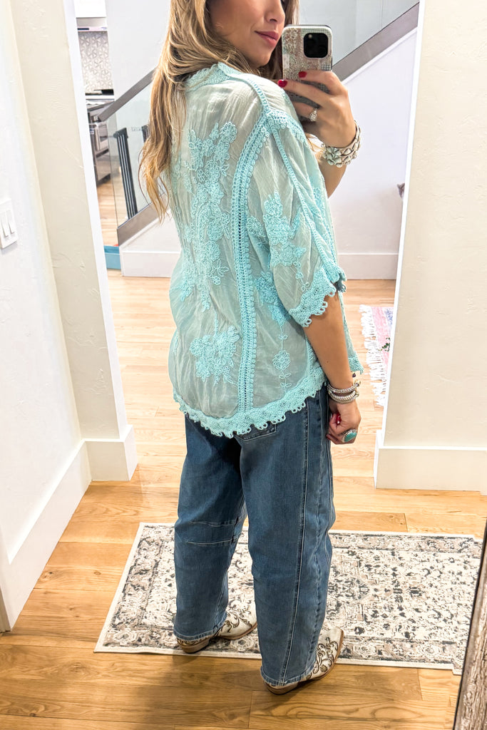 Carefree Charm Top - 100% Cotton - Blue