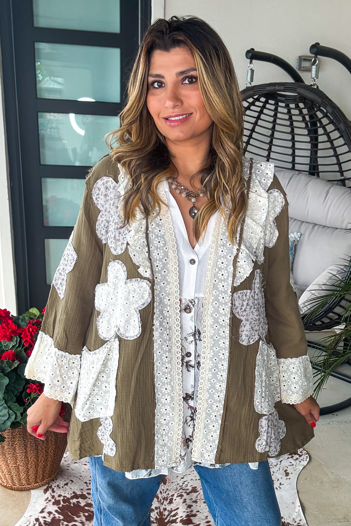 Olive Grove Cardigan - 100% Cotton - Olive