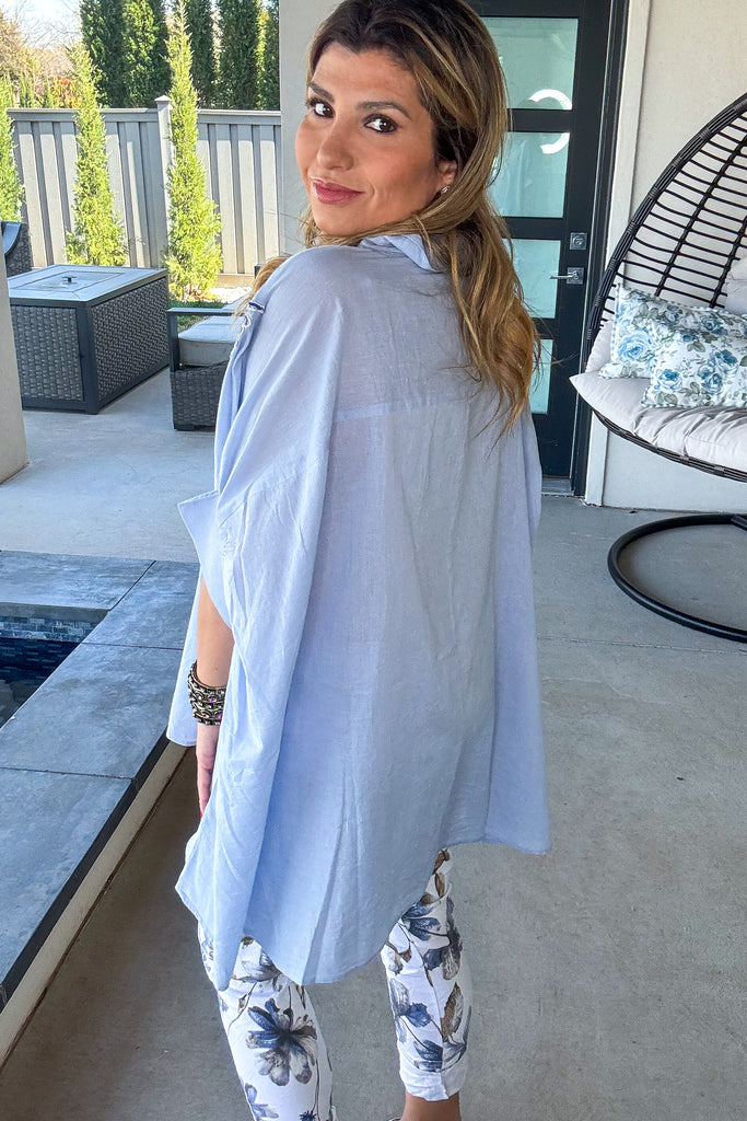 Oversized Daily Favorite Tunic - 100% Cotton - Sky Blue