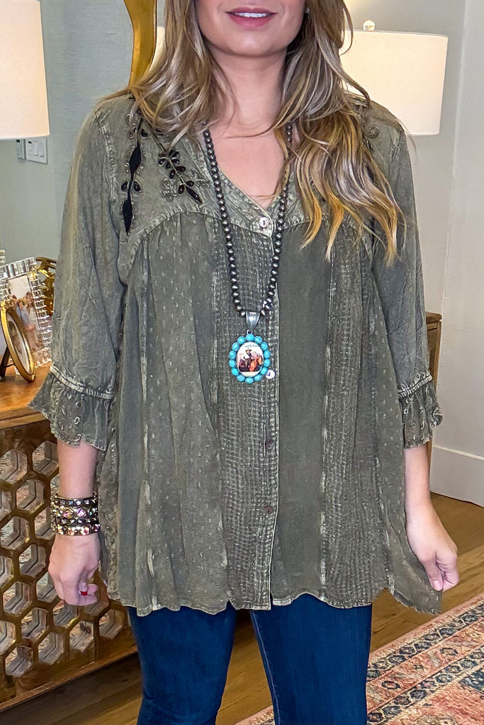 So In Love Blouse - Gravel