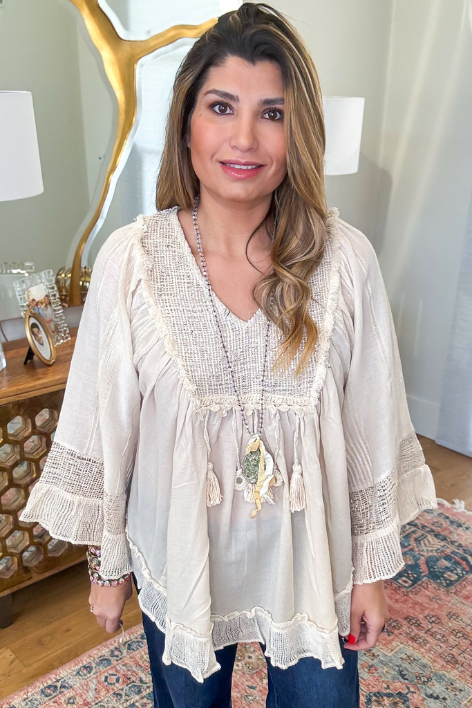 Sweet Honey Bell Top - 100% Cotton - Natural