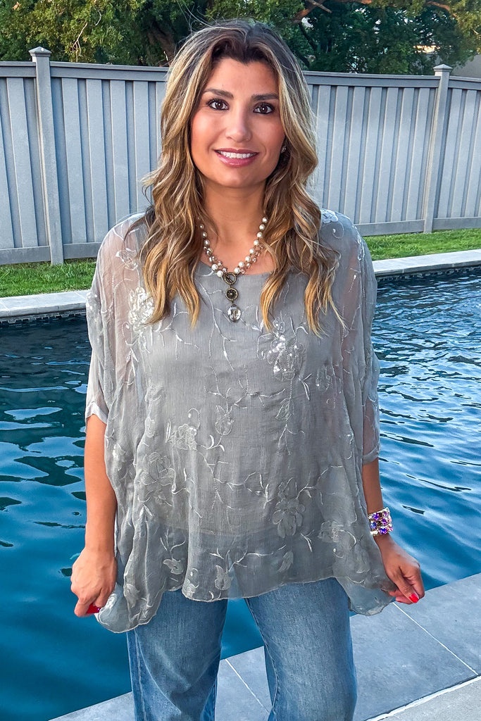 Luna Shine Silk Blend Top - Made In Italy