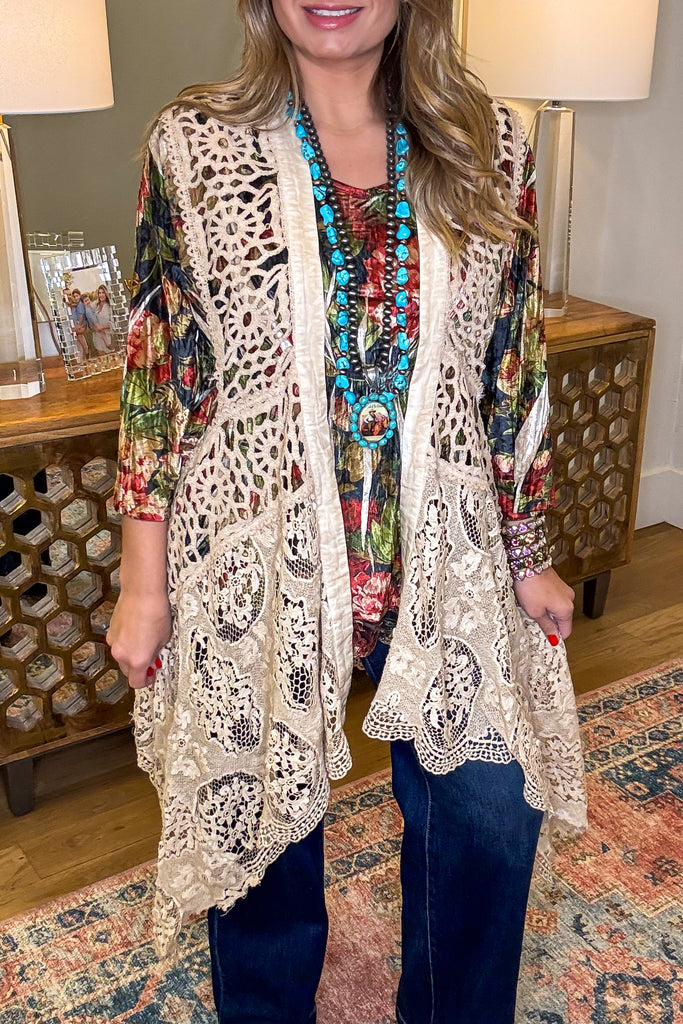 Vintage Lace Boho Vest – High Low 100% Cotton Lace Duster