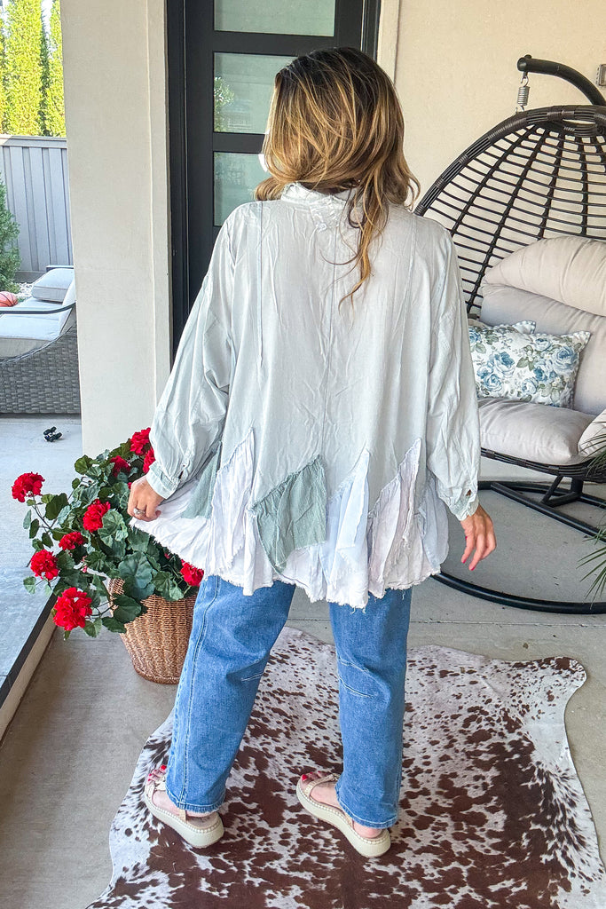 Oversized Kindly Spoken Top - Blue