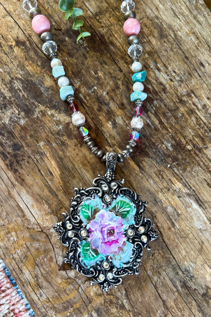 Painted Garden Heirloom Necklace - Handmade