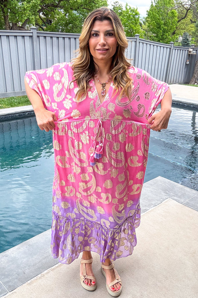 Sunset Paisley Dream Maxi Dress - Pink