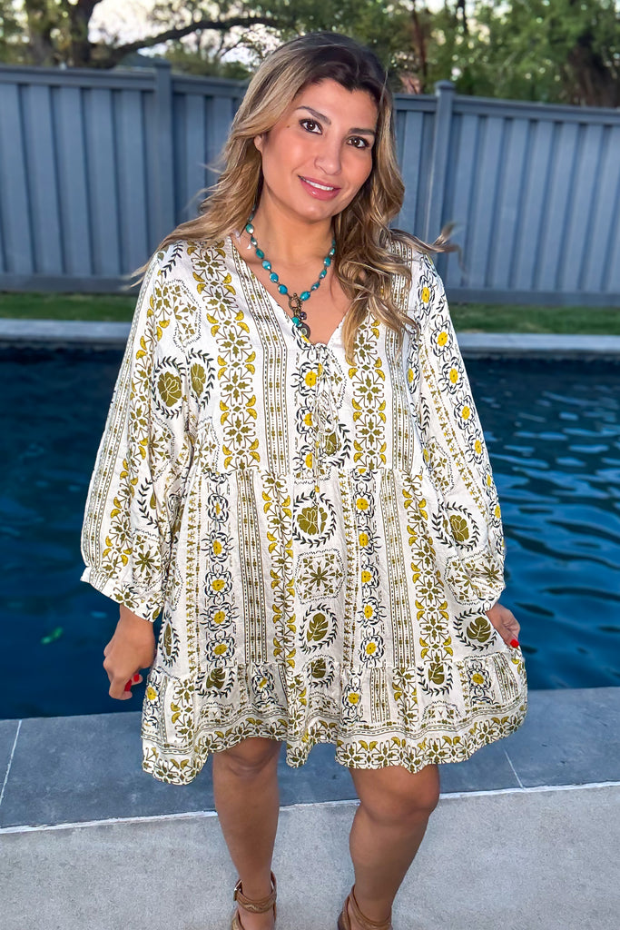 Cobble Stone Mornings Dress - Green